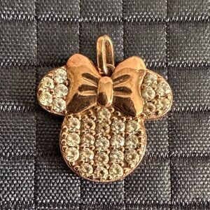 Minnie Mouse Rose Gold Bow Pendant, 925 Sterling Silver and Cubic Zirconia